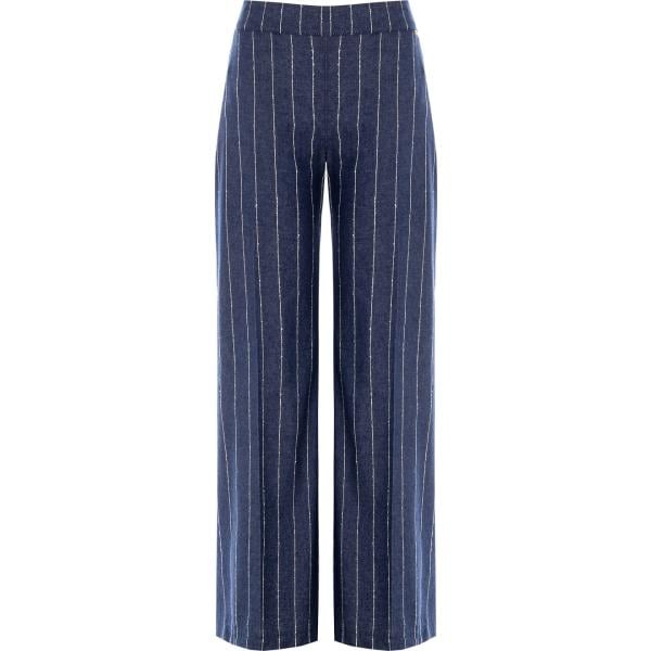 pantaloni a palazzo Rinascimento blu a righe