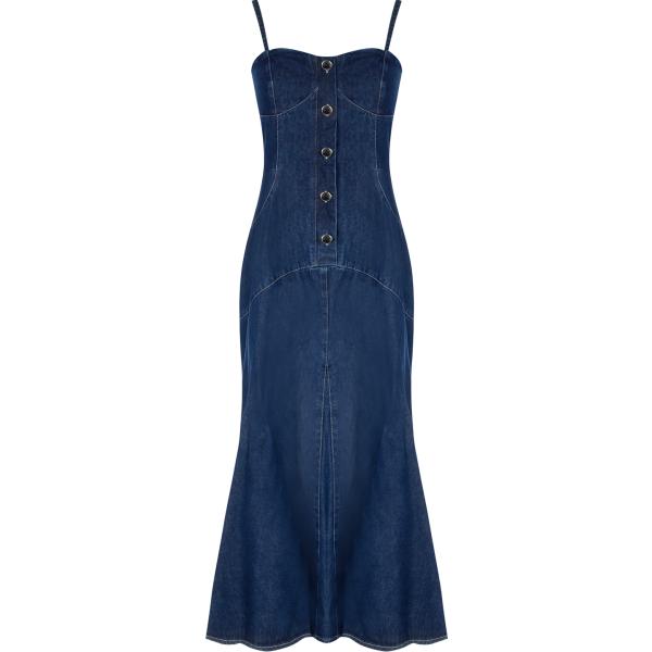vestiti midi/longuette Rinascimento blu tinta unita