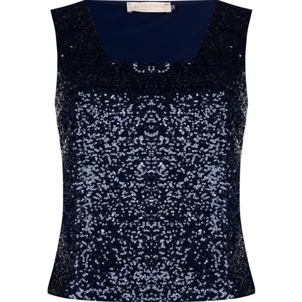 top Rinascimento blu tinta unita