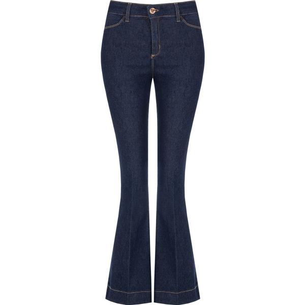 jeans a zampa Rinascimento blu tinta unita
