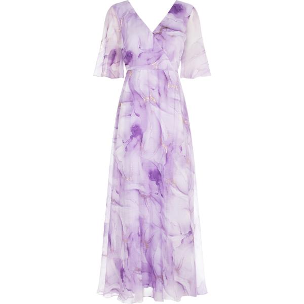 vestiti lunghi Rinascimento viola con stampe