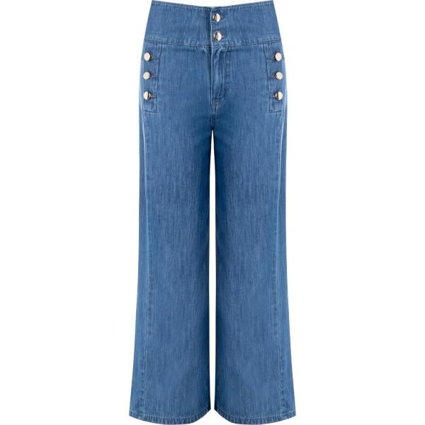 pantaloni Rinascimento blu tinta unita