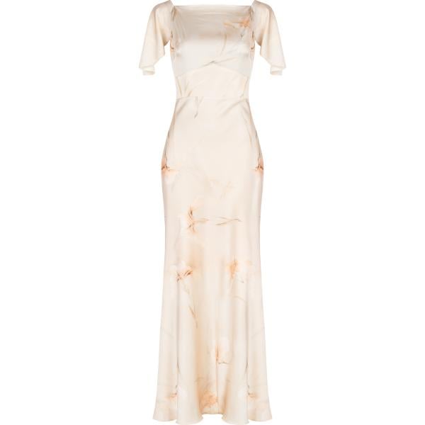 vestiti lunghi Rinascimento bianco con stampe