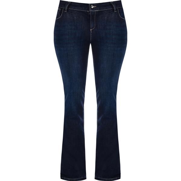 jeans a zampa Rinascimento blu tinta unita