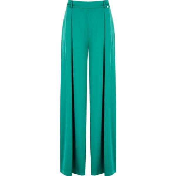 pantaloni a palazzo Rinascimento verde tinta unita