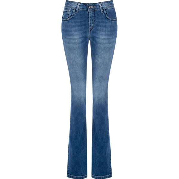 jeans a zampa Rinascimento blu tinta unita