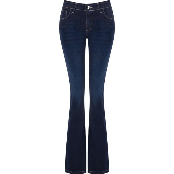 jeans a zampa Rinascimento blu tinta unita