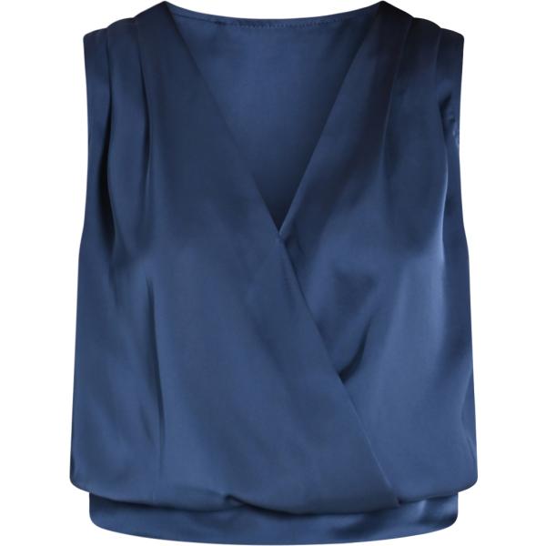 top Rinascimento blu tinta unita