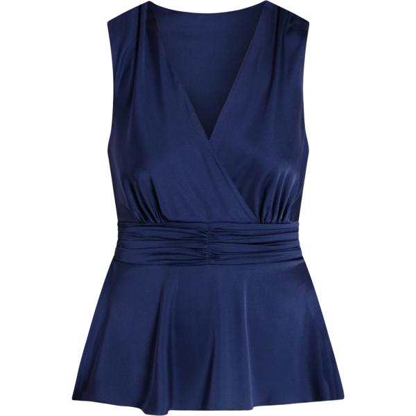 top Rinascimento blu tinta unita