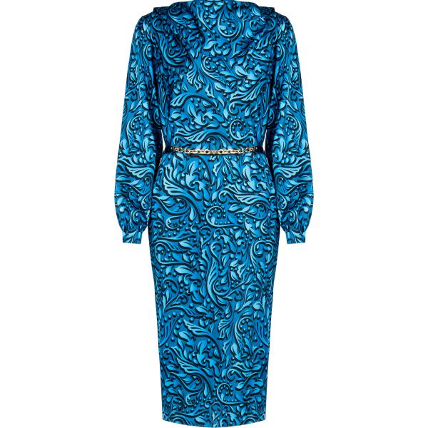 vestiti midi/longuette Rinascimento blu con stampe