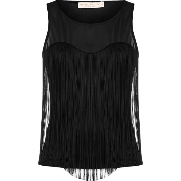 top Rinascimento nero tinta unita