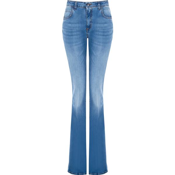 jeans a zampa Rinascimento blu tinta unita