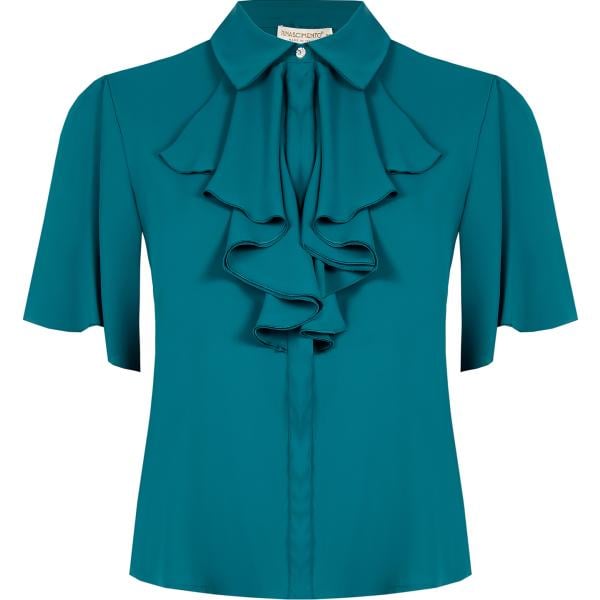bluse Rinascimento blu tinta unita