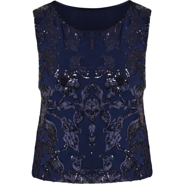 top Rinascimento blu tinta unita