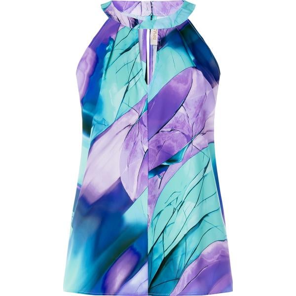 top Rinascimento blu con stampe