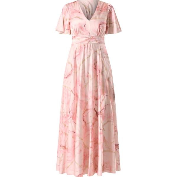 vestiti lunghi Rinascimento rosa con stampe