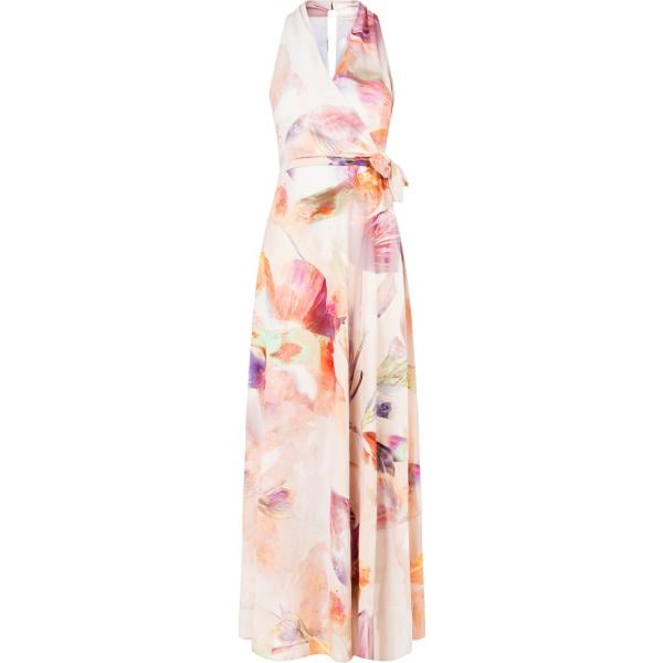 vestiti lunghi Rinascimento rosa con stampe