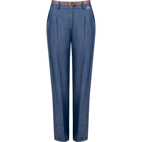 pantaloni Rinascimento blu tinta unita