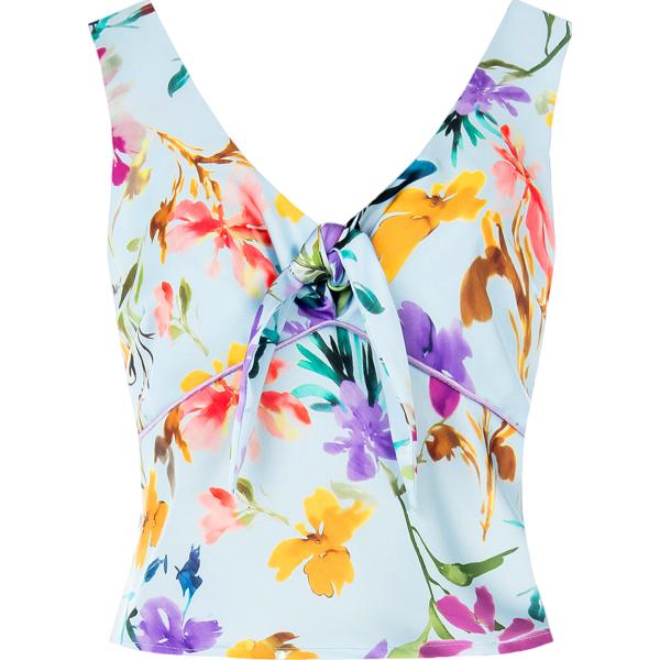 top Rinascimento blu con stampe