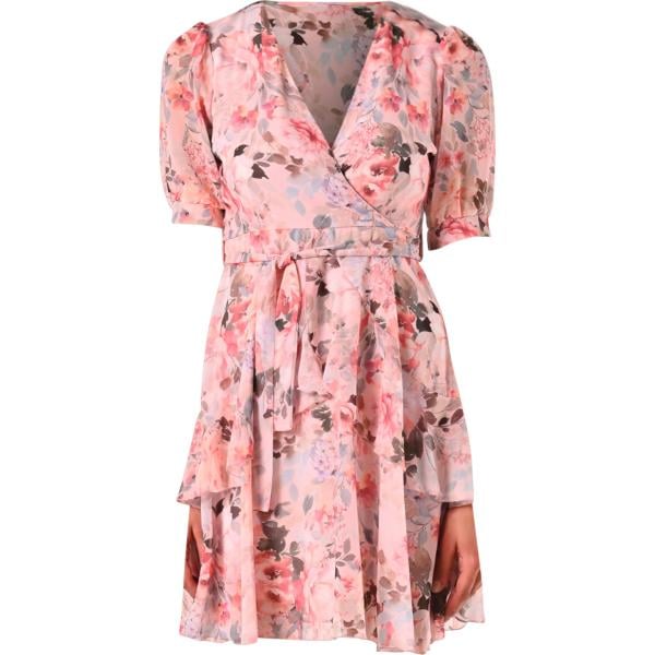 vestiti corti Rinascimento rosa con stampe