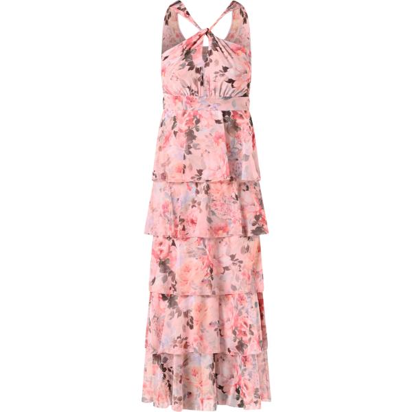 vestiti lunghi Rinascimento rosa con stampe