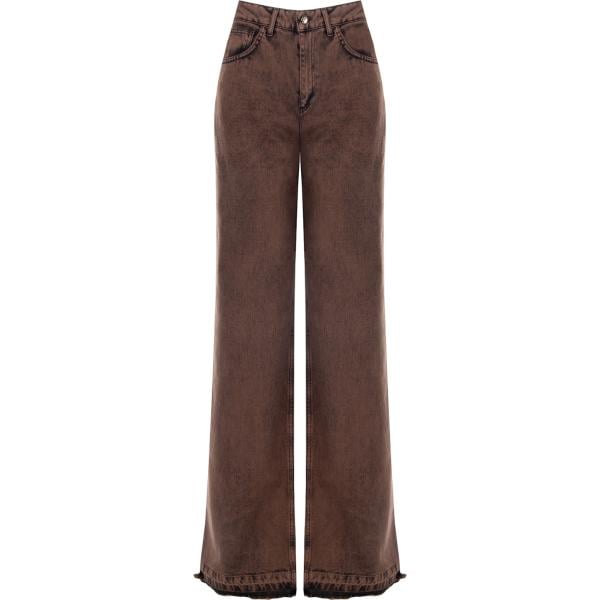 jeans dritti Rinascimento marrone tinta unita