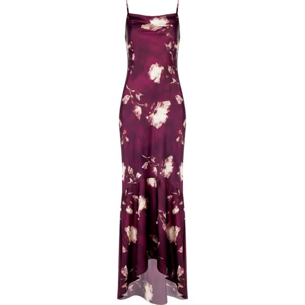 vestiti lunghi Rinascimento viola con stampe
