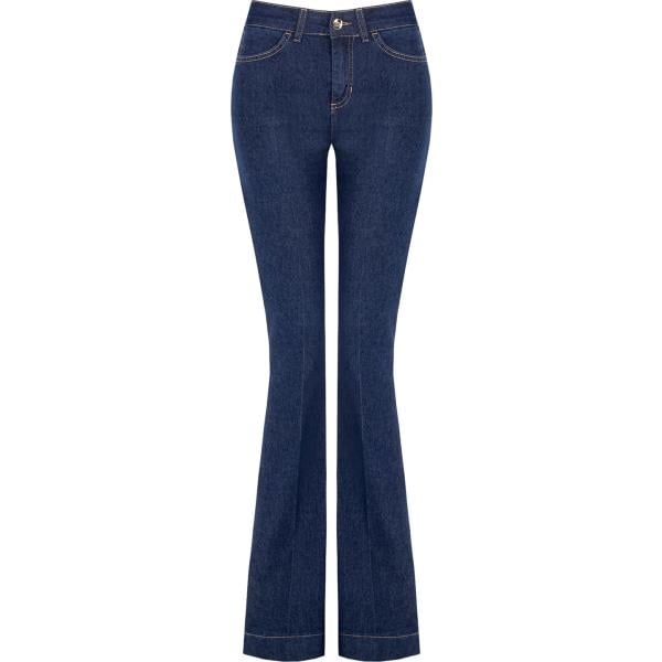 jeans a zampa Rinascimento blu tinta unita