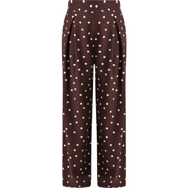 pantaloni a palazzo Rinascimento marrone a pois