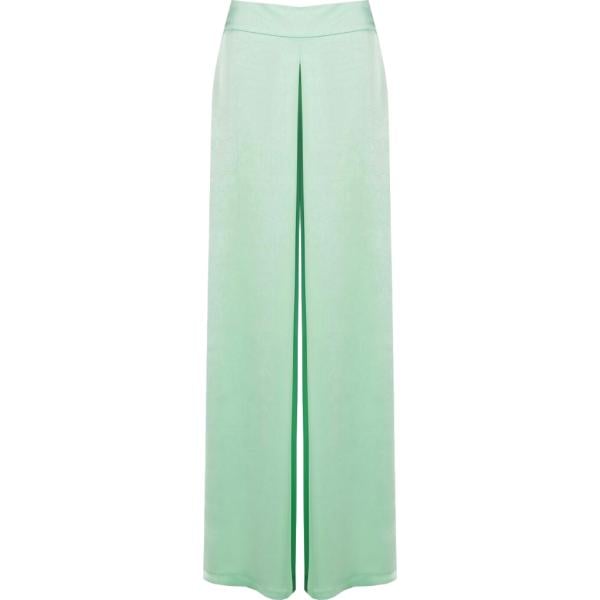 pantaloni a palazzo Rinascimento verde tinta unita
