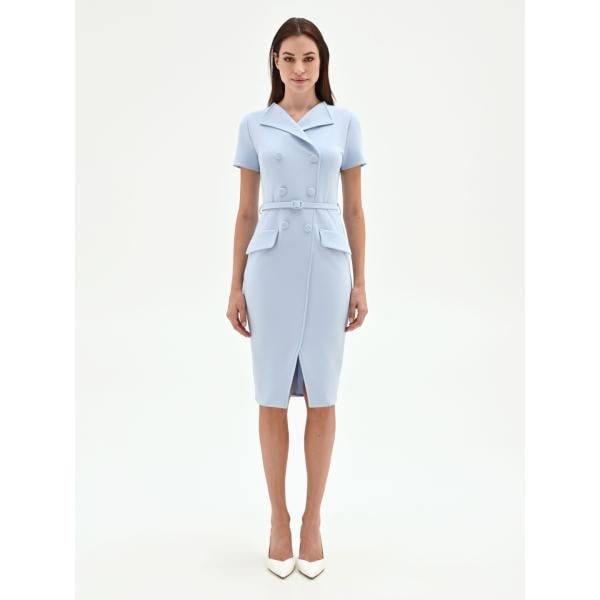 vestiti midi/longuette Rinascimento blu tinta unita