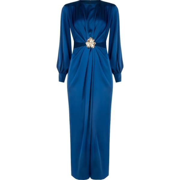 vestiti lunghi Rinascimento blu tinta unita