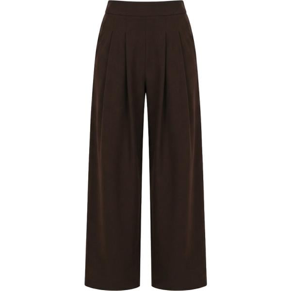 pantaloni a palazzo Rinascimento marrone tinta unita