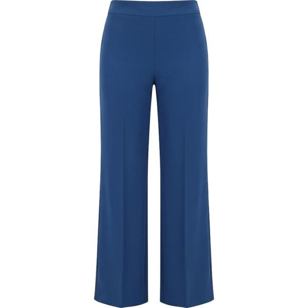 pantaloni a palazzo Rinascimento blu tinta unita