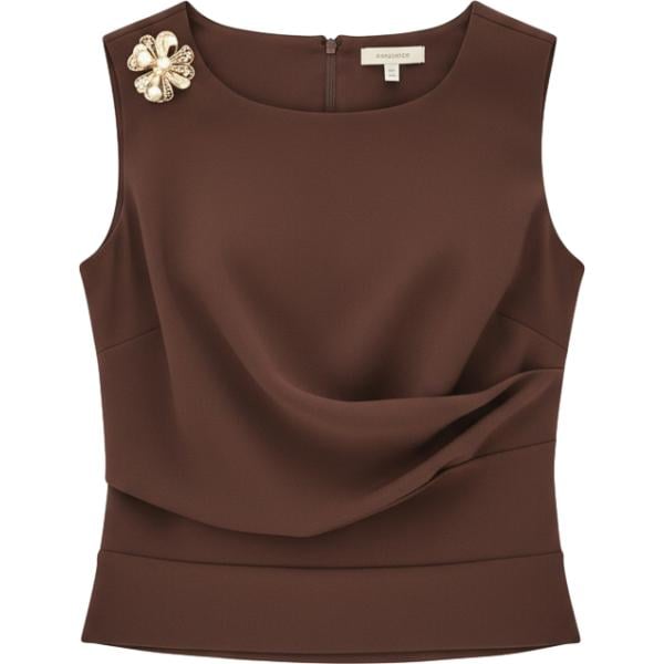 top Rinascimento marrone tinta unita