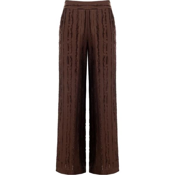 pantaloni a palazzo Rinascimento marrone a righe
