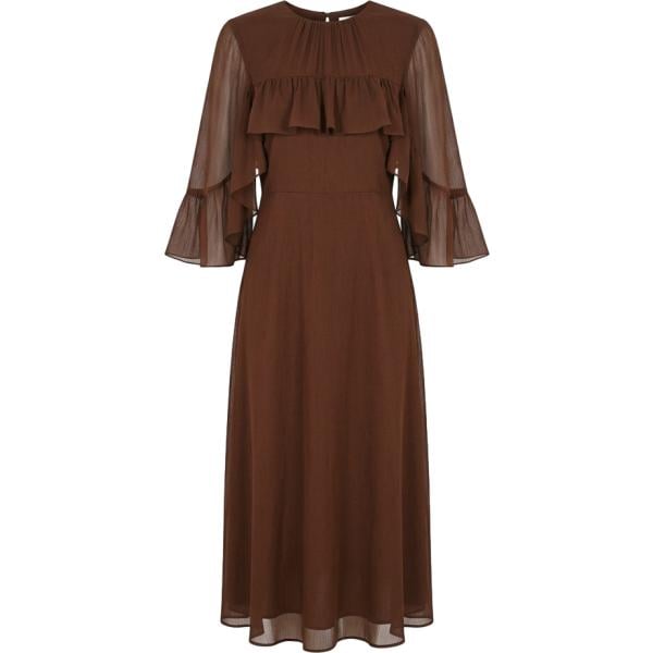 vestiti midi/longuette Rinascimento marrone tinta unita