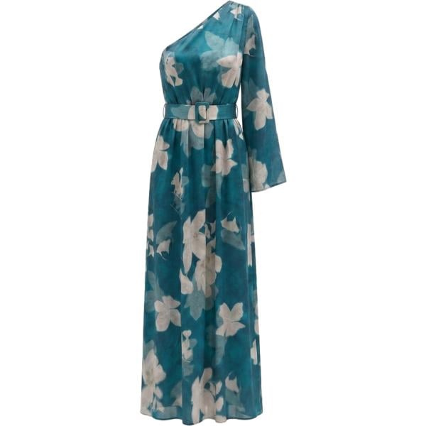 vestiti lunghi Rinascimento blu con stampe