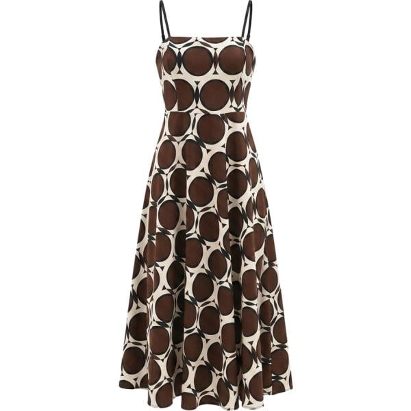 vestiti midi/longuette Rinascimento marrone geometrica
