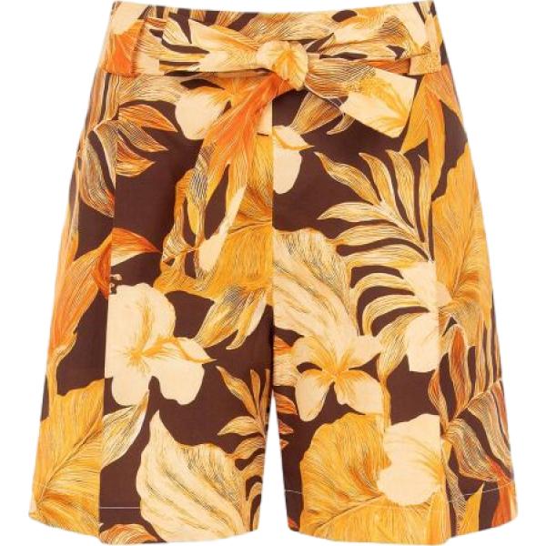 pantaloni corti Rinascimento marrone a fiori