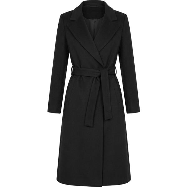 Cappotto da donna longuette in nero pece collo a v made in italy Rinascimento