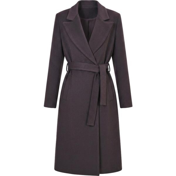 Cappotto da donna longuette in marrone scuro made in italy a maniche lunghe Rinascimento