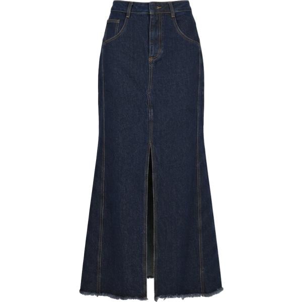 Gonna lunga da donna in blu scuro con spacco a vita alta con zip Rinascimento