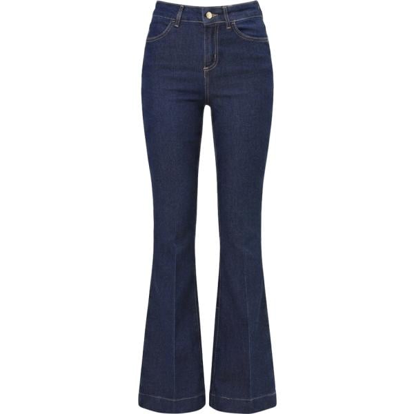 jeans a zampa Rinascimento blu tinta unita