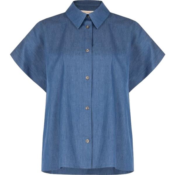 camicie a manica corta Rinascimento blu tinta unita