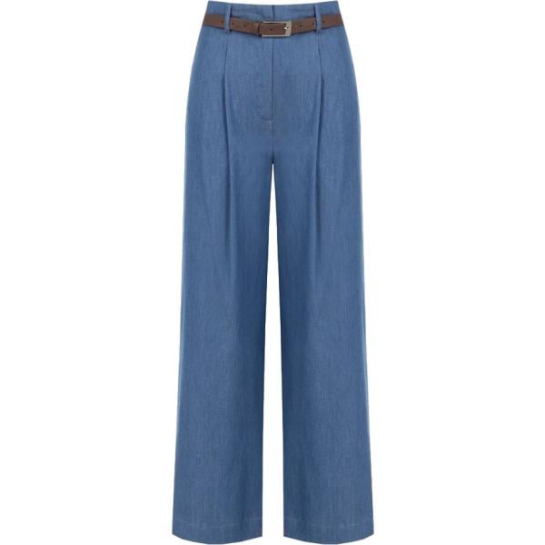 pantaloni a palazzo Rinascimento blu tinta unita