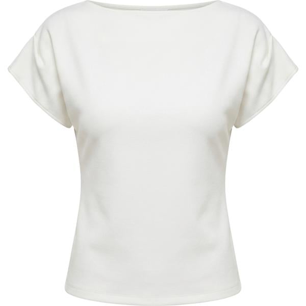 T-shirt da donna in bianco neve made in italy a vita alta in denim Rinascimento