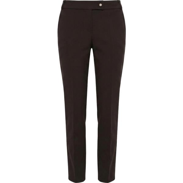 Pantaloni skinny da donna in marrone scuro made in italy a vita media con zip in metallo Rinascimento