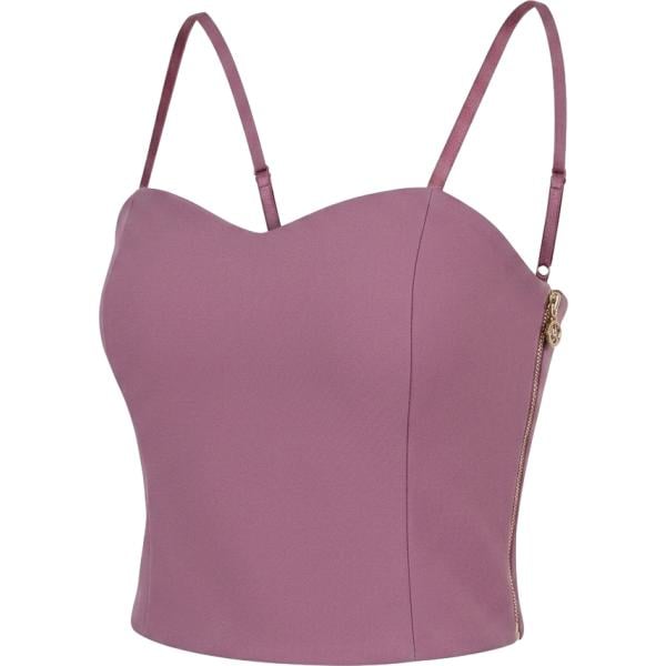 Top da donna intero in viola scuro con spalline made in italy con zip Rinascimento