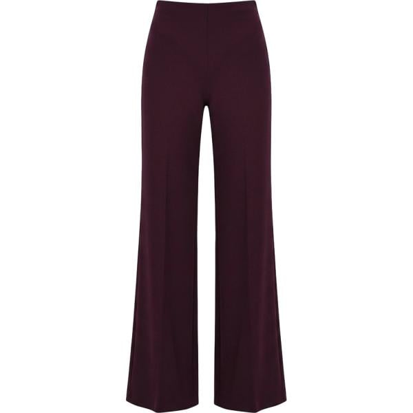 Pantaloni a palazzo da donna in viola scuro made in italy a vita alta con zip Rinascimento Rinascimento